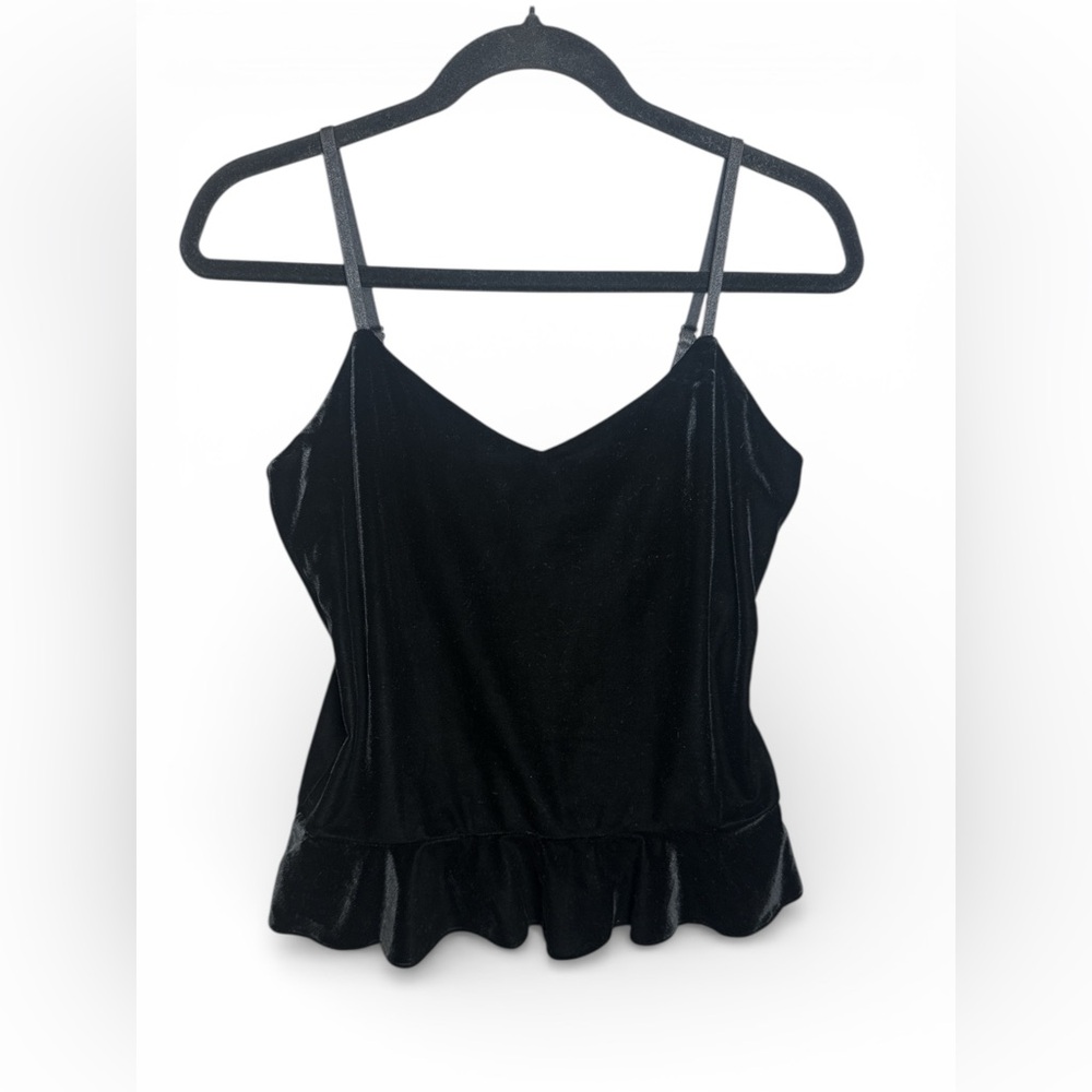 Ralph Lauren Black Velvet Peplum Cami, Vintage 90s Y2K, Size‎ M